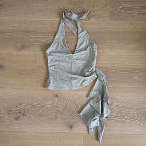 White Fox Halter Top Sunset Soiree Size S Gray Beige